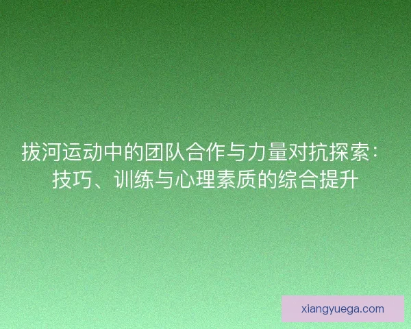 拔河运动中的团队合作与力量对抗探索：技巧、训练与心理素质的综合提升