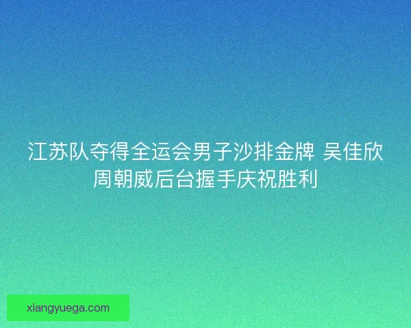 江苏队夺得全运会男子沙排金牌 吴佳欣周朝威后台握手庆祝胜利