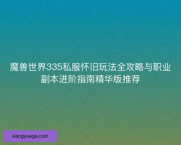 魔兽世界335私服怀旧玩法全攻略与职业副本进阶指南精华版推荐