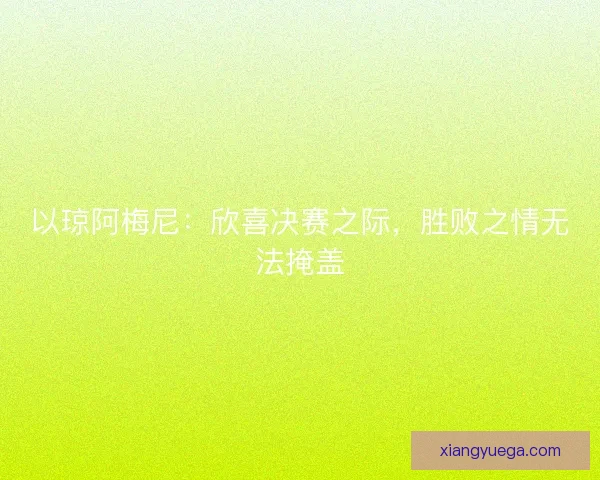 以琼阿梅尼：欣喜决赛之际，胜败之情无法掩盖