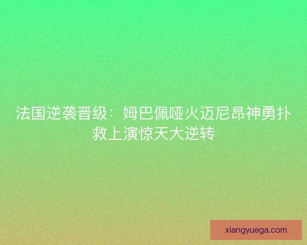 法国逆袭晋级：姆巴佩哑火迈尼昂神勇扑救上演惊天大逆转