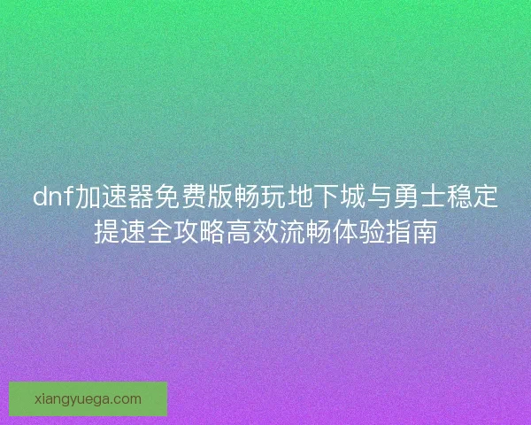 dnf加速器免费版畅玩地下城与勇士稳定提速全攻略高效流畅体验指南